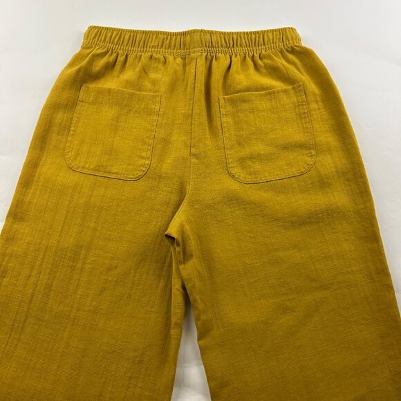Zara Mustard Yellow Textured Crepe High Rise Relaxed Leg Cropped Pant M - Picture 6 of 6